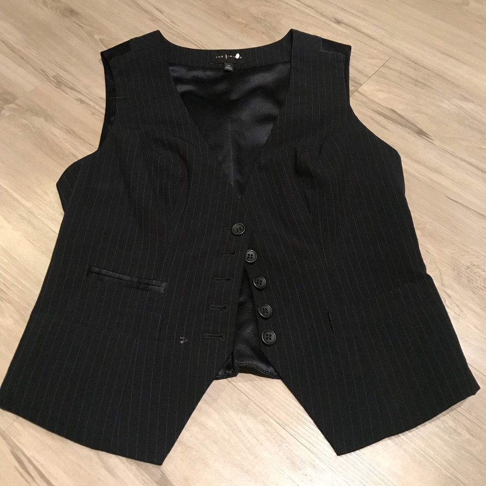 The limited black pin strip vest